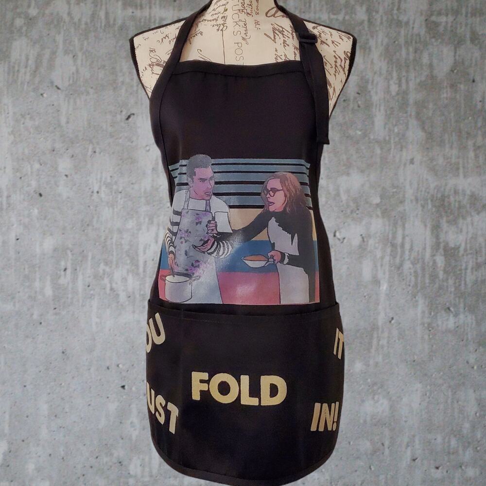 Funny Schitt's Creek Fold it In Apron David Moira, Black